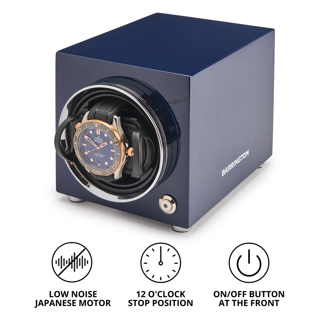 Barrington Oxford Watch Winder - Blue | Specs Front from barringtonwatchwinders.com - Photo 3