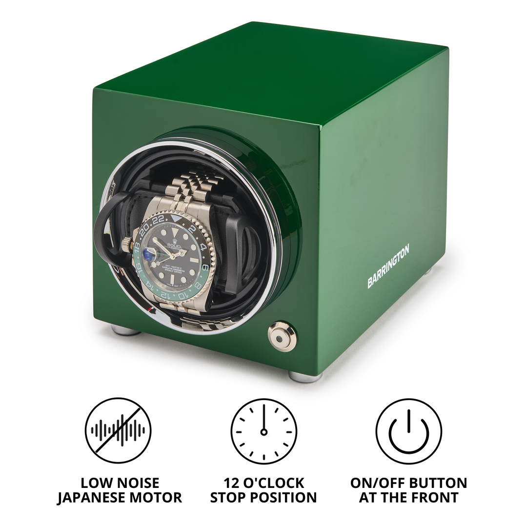 Barrington Oxford Watch Winder - Green | Specs Front from barringtonwatchwinders.com - Photo 3