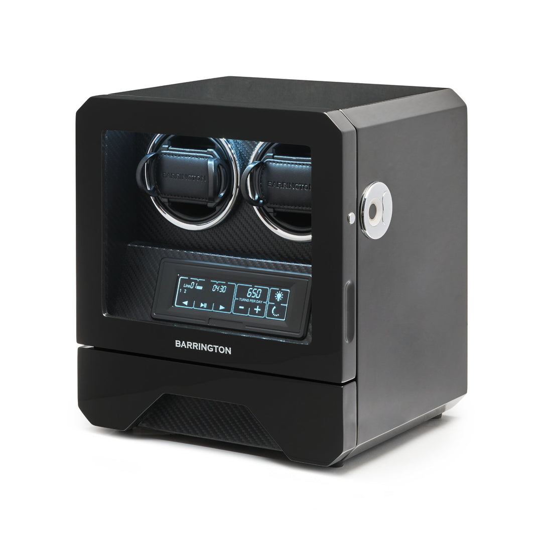 Barrington Double Watch Winder empty with digital display on a white background from barringtonwatchwinders.com - Photo 8
