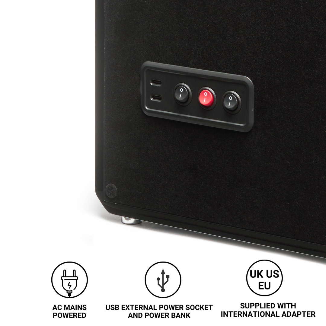 Barrington Watch Winder back with control buttons and power adapter icons on a white background from barringtonwatchwinders.com - Photo 7