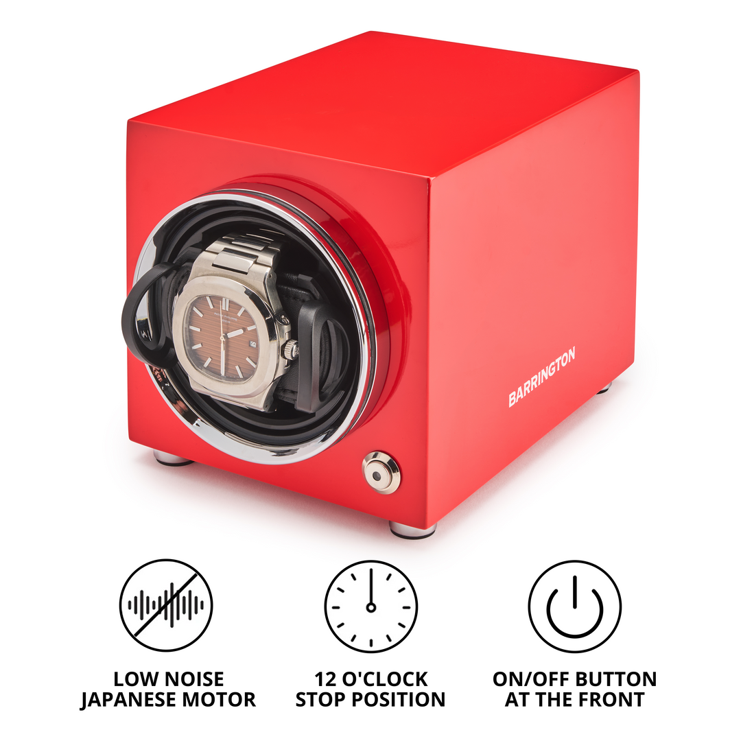 Barrington Oxford Watch Winder - Red | Specs Front from barringtonwatchwinders.com - Photo 3