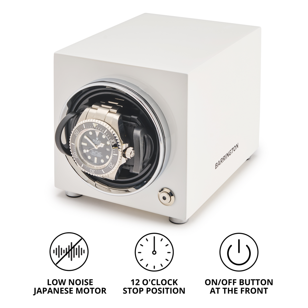 Barrington Oxford Watch Winder - White | Specs Front from barringtonwatchwinders.com - Photo 3