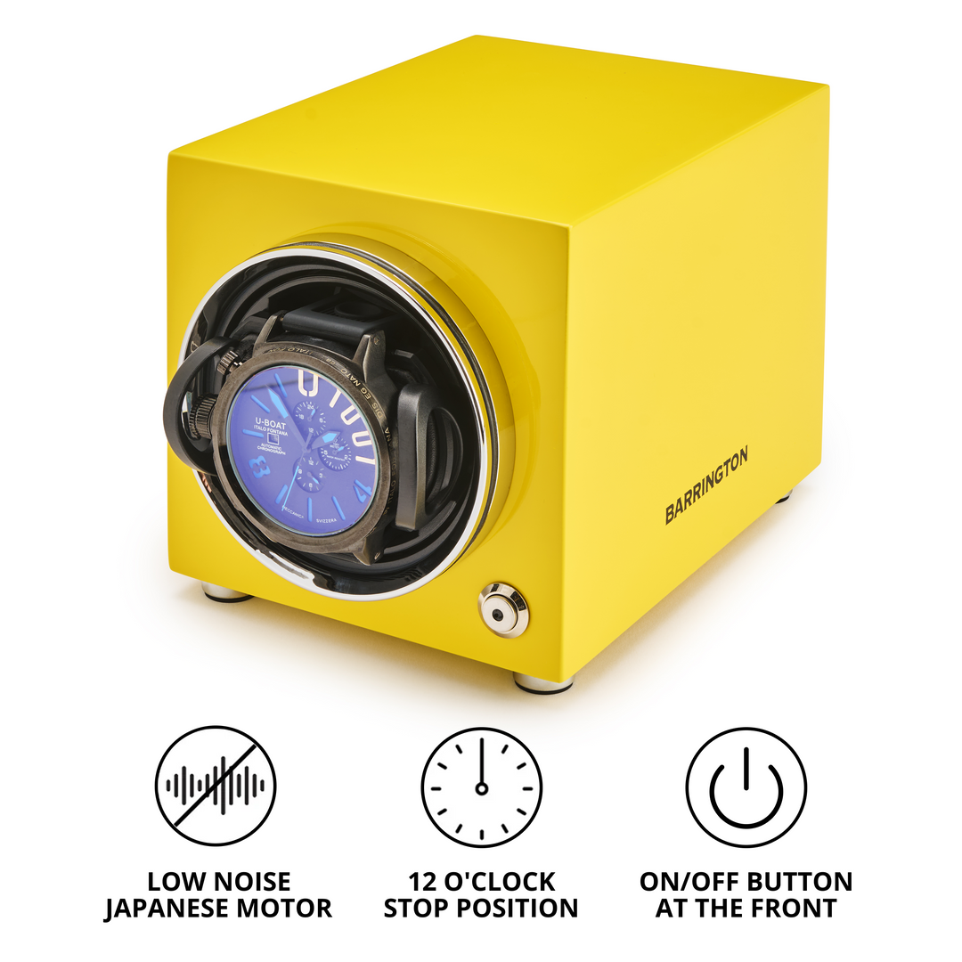 Barrington Oxford Watch Winder - Yellow | Specs Front from barringtonwatchwinders.com - Photo 3