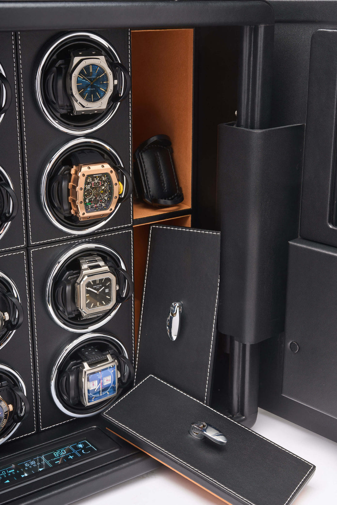 Accessory storage compartment inside Barrington 12 Watch Winder Safe from barringtonwatchwinders.com - Photo 9