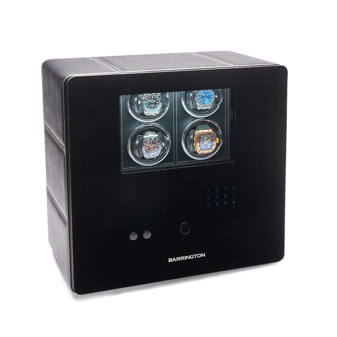 Front view of Barrington 12 Watch Winder Safe with watches in winding positions from barringtonwatchwinders.com - Photo 3
