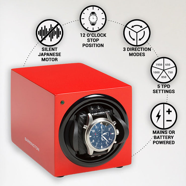 Barrington Single Winder - Crimson Red - Barrington Watch Winders